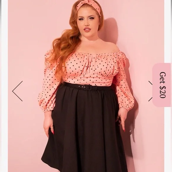 Vixen by Micheline Pitt Blue Polka Dot Swing Dress - Picture 6 of 10